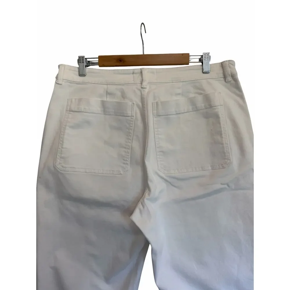 Everlane Women’s Size 16 White High Rise Straight Leg Crop Pants Cotton Stretch